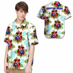 Hawaiian Aloha Hawaiian Shirtss Turtle Puerto Rico Flag Hibiscus Custom Name  - Thelegend59