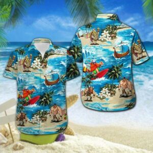 Hawaiian Aloha Hawaiian Shirtss Viking Surfing  - Thelegend59