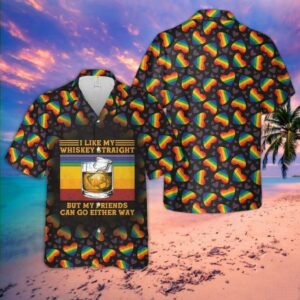 Hawaiian Aloha Hawaiian Shirtss Whiskey Rainbow Heart  - Thelegend59