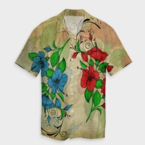 Hawaiian Blue And Red Hibiscus Hawaiian Shirt  - Thelegend59