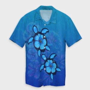 Hawaiian Blue Turtle And Hibiscus Hawaiian Shirt  - Thelegend59