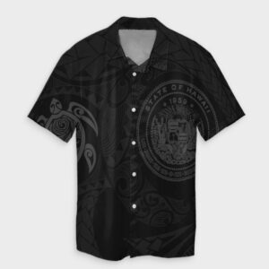 Hawaiian Coat Of Arms Turtle Hawaiian Shirt Gray  - Thelegend59