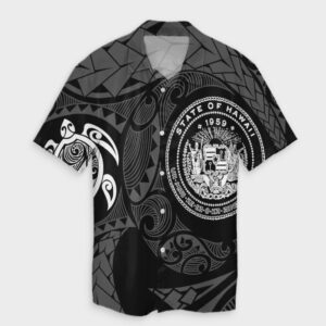 Hawaiian Coat Of Arms Turtle Hawaiian Shirt White  - Thelegend59