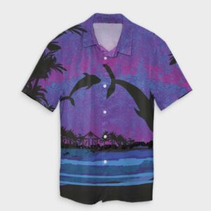 Hawaiian Dolphin In Night Hawaiian Shirt  - Thelegend59