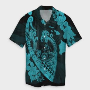 Hawaiian Fish Hook Hibiscus Banzai Surfing Hawaiian Shirt Blue  - Thelegend59