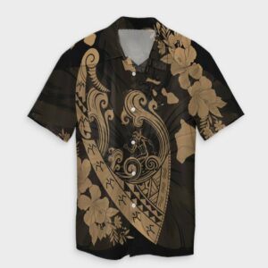 Hawaiian Fish Hook Hibiscus Banzai Surfing Hawaiian Shirt Gold  - Thelegend59
