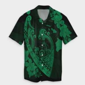 Hawaiian Fish Hook Hibiscus Banzai Surfing Hawaiian Shirt Green  - Thelegend59
