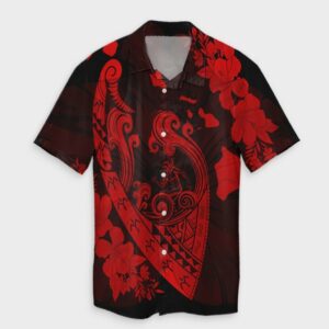 Hawaiian Fish Hook Hibiscus Banzai Surfing Hawaiian Shirt Red  - Thelegend59