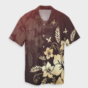 Hawaiian Golden Hibiscus Butterfly Hawaiian Shirt  - Thelegend59