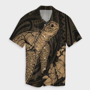 Hawaiian Hibiscus Memory Turtle Hawaiian Shirt Gold  - Thelegend59