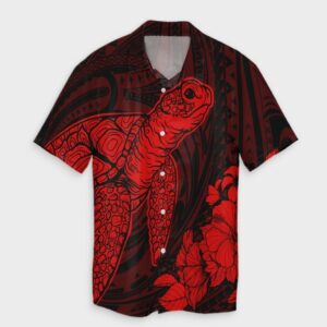 Hawaiian Hibiscus Memory Turtle Hawaiian Shirt Red  - Thelegend59