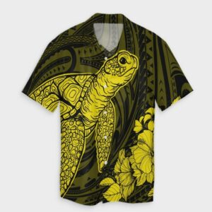 Hawaiian Hibiscus Memory Turtle Hawaiian Shirt Yellow  - Thelegend59