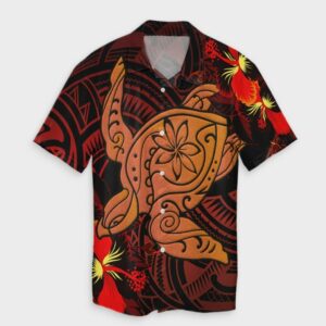 Hawaiian Hibiscus Plumeria Red Big Turtle Hawaiian Shirt  - Thelegend59