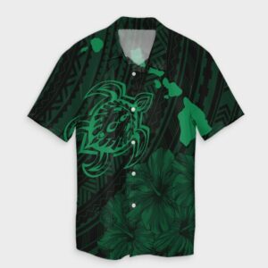 Hawaiian Hibiscus Sea Turtle Swim Hawaiian Shirt - Green  - Thelegend59