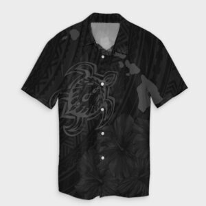 Hawaiian Hibiscus Sea Turtle Swim Hawaiian Shirt - Grey  - Thelegend59