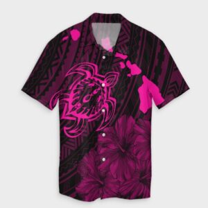 Hawaiian Hibiscus Sea Turtle Swim Hawaiian Shirt - Pink  - Thelegend59