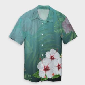 Hawaiian Hibiscus White Flower Gleeful Hawaiian Shirt  - Thelegend59