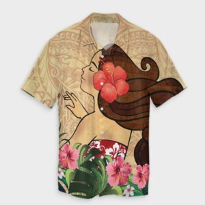 Hawaiian Hula Girl And Hibiscus Hawaiian Shirt  - Thelegend59