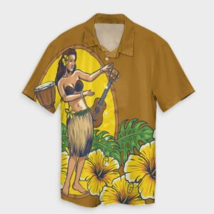 Hawaiian Hula Girl Monstera Hibiscus Hawaiian Shirt  - Thelegend59