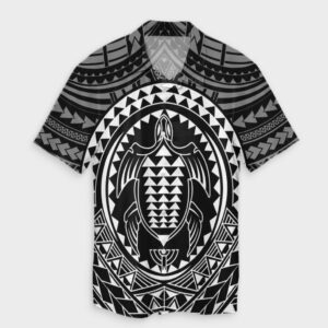 Hawaiian Kakau Honu Arc White Hawaiian Shirt  - Thelegend59