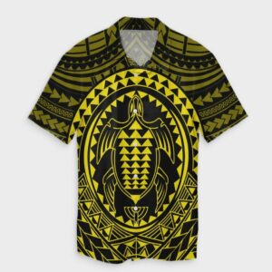 Hawaiian Kakau Honu Arc Yellow Hawaiian Shirt  - Thelegend59