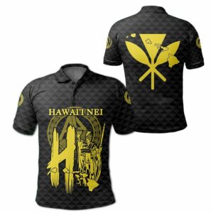 Hawaiian Kamehameha Kakau Polo Hawaiian Shirts Yellow  - Thelegend59