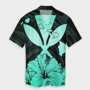 Hawaiian Kanaka Hawaiian Shirt Hibiscus Love - Turquoise  - Thelegend59