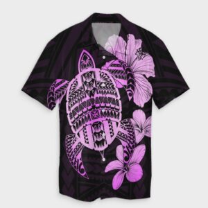 Hawaiian Kanaka Hibiscus Plumeria Mix Turtle Hawaiian Shirt Pink  - Thelegend59