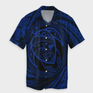 Hawaiian Kanaka Honu Hibiscus Tornando Blue Hawaiian Shirt  - Thelegend59