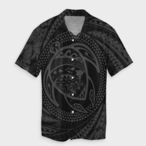 Hawaiian Kanaka Honu Hibiscus Tornando Gray Hawaiian Shirt  - Thelegend59