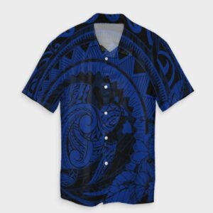 Hawaiian Kanaka Honu Map Hibiscus Globular Blue Hawaiian Shirt  - Thelegend59