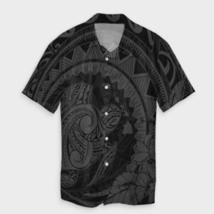 Hawaiian Kanaka Honu Map Hibiscus Globular Gray Hawaiian Shirt  - Thelegend59