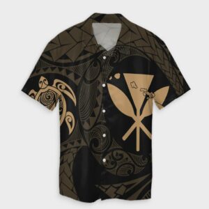 Hawaiian Kanaka Turtle Hawaiian Shirt Gold  - Thelegend59