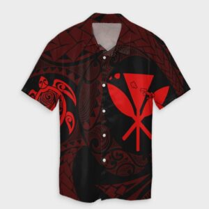 Hawaiian Kanaka Turtle Hawaiian Shirt Red  - Thelegend59