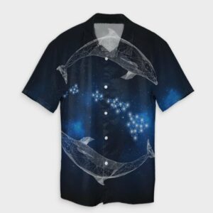 Hawaiian Map Galaxy Zodiac Dolphin White Hawaiian Shirt  - Thelegend59