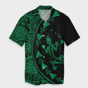 Hawaiian Map Gecko Tattoo Kakau Hawaiian Shirt Green  - Thelegend59