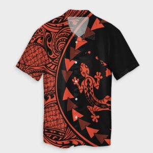 Hawaiian Map Gecko Tattoo Kakau Hawaiian Shirt Orange  - Thelegend59