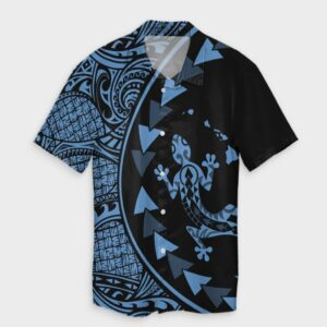 Hawaiian Map Gecko Tattoo Kakau Hawaiian Shirt Pastel Blue  - Thelegend59