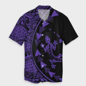 Hawaiian Map Gecko Tattoo Kakau Hawaiian Shirt Purple  - Thelegend59