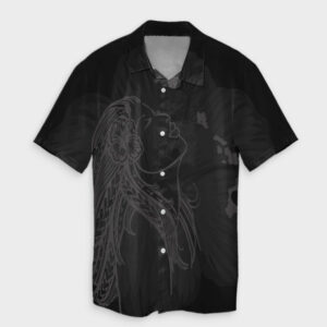Hawaiian Map Heart Hula Girl Hibiscus Gray Hawaiian Shirt  - Thelegend59