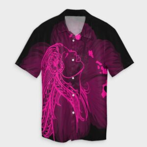 Hawaiian Map Heart Hula Girl Hibiscus Pink Hawaiian Shirt  - Thelegend59