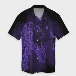 Hawaiian Map Heart Hula Girl Hibiscus Purple Hawaiian Shirt  - Thelegend59