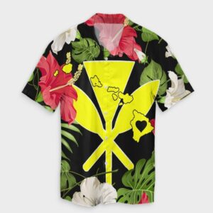 Hawaiian Map Heart Kanaka Hibiscus Hawaiian Shirt  - Thelegend59