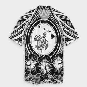 Hawaiian Map Honu Hibiscus Tropic White Hawaiian Shirt  - Thelegend59