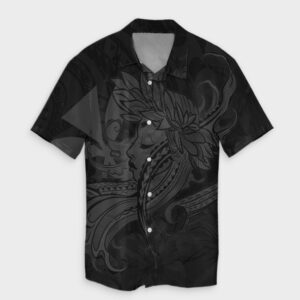 Hawaiian Map Hula Girl Hibiscus Kanaka Hawaiian Shirt Gray  - Thelegend59