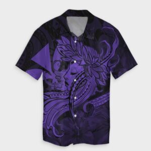 Hawaiian Map Hula Girl Hibiscus Kanaka Hawaiian Shirt Purple  - Thelegend59