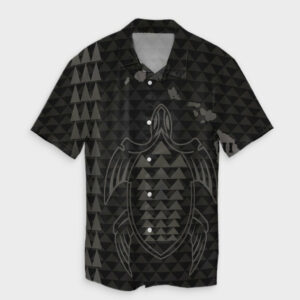 Hawaiian Map Kakau Turtle Hawaiian Shirt - Gray  - Thelegend59