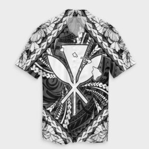 Hawaiian Map Kanaka Hibiscus White Hawaiian Shirt  - Thelegend59