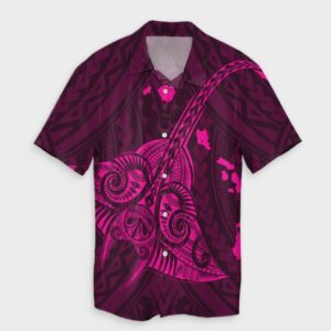 Hawaiian Map Kanaka Manta Ray Hawaiian Shirt Pink  - Thelegend59