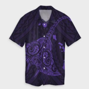 Hawaiian Map Kanaka Manta Ray Hawaiian Shirt Purple  - Thelegend59